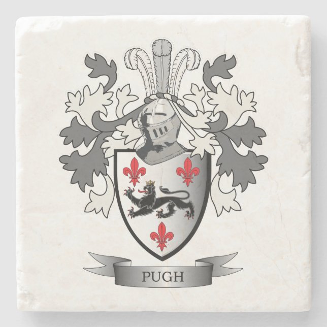 Pugh Familienwappen-Wappen Steinuntersetzer (Vorderseite)