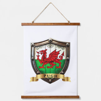 Pugh Wales Surname Shield Wandteppich Mit Holzrahmen