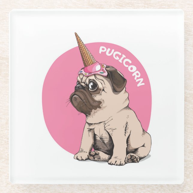 Pugicorn Glasuntersetzer (Vorderseite)