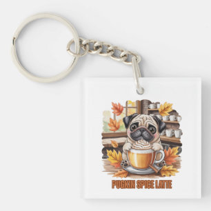 Pugkin Gewürz Latte Niedlich Lustig Herbst Pug Hun Schlüsselanhänger