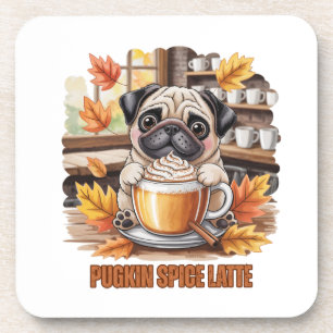Pugkin Gewürz-Latte Süß Lustiger Herbst Pug-Hundef Getränkeuntersetzer