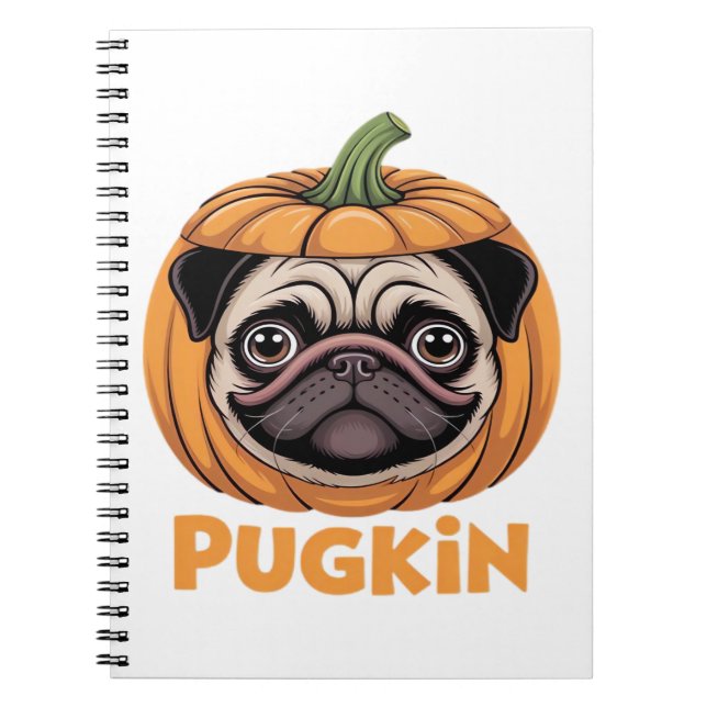 Pugkin Mops Halloween Happy Halloween Oversized T- Notizblock (Vorderseite)