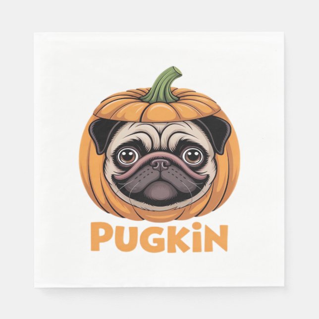 Pugkin Mops Halloween Happy Halloween Oversized T- Serviette (Vorderseite)