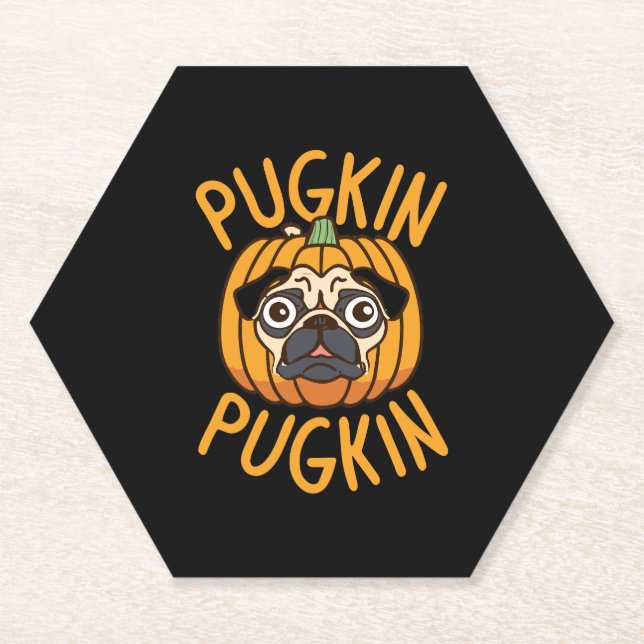 Pugkin Mops Hund Halloween Untersetzer (Vorderseite)