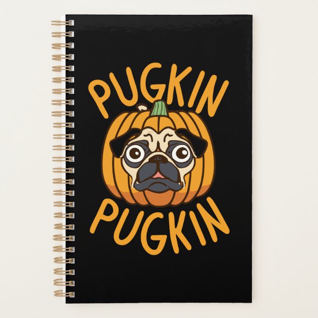 Pugkin Pug Dog Halloween Planer (Vorderseite)