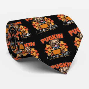 Pugkin Spice Latte - Mops Dog Pumpkin Puff Krawatte