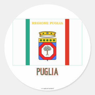 Puglia-Flagge mit Namen Runder Aufkleber