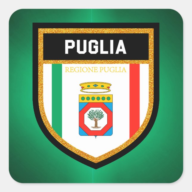 Puglia-Flagge Quadratischer Aufkleber (Vorderseite)