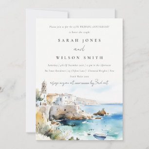 Puglia Italien Aquarell-Landschaft Hochzeit Jubilä Einladung