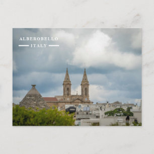 Puglia Trullo-Dach und Zwillingsturm der Kirche Feiertagspostkarte