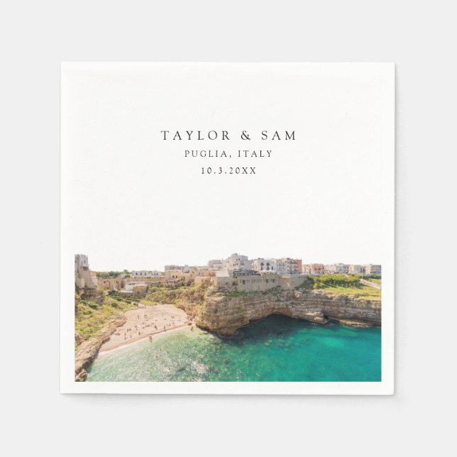 Puglia Wedding Custom Cocktail Napkin Serviette (Vorderseite)