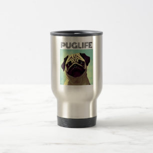 PUGLIFE Adortable Mops Face Portrait Reisebecher