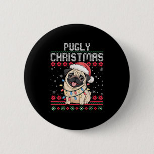 Pugly Ba Ham Pug hässlicher Weihnachtspullover Hun Button