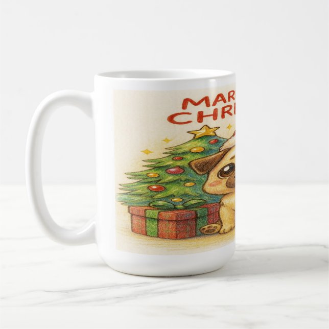 Pugmas: Cute Christmas Pug Mug Kaffeetasse (Links)