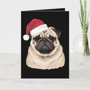 Pugmas Mops Santa Hut Frohe Weihnachten Xmas Ferie Karte