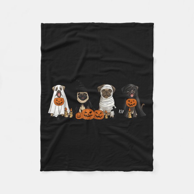 Pugs Dog Lovers - Pug Ghost Pug Witch Pug Hallowee Fleecedecke (Vorderseite)