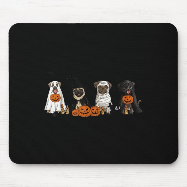 Pugs Dog Lovers - Pug Ghost Pug Witch Pug Hallowee Mousepad (Vorne)