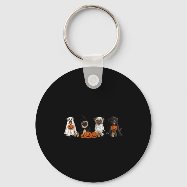 Pugs Dog Lovers - Pug Ghost Pug Witch Pug Hallowee Schlüsselanhänger (Vorderseite)