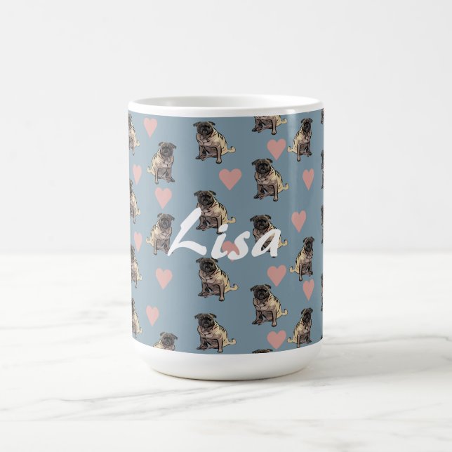 Pugs & hearts kaffeetasse (Mittel)