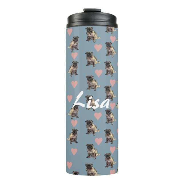 Pugs & hearts thermosbecher (Vorderseite)