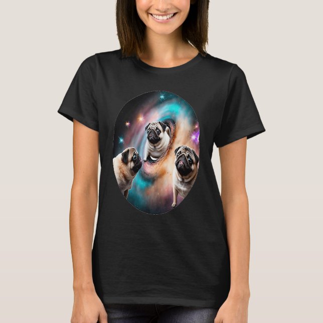 Pugs In Space With Donuts Cute Pug Boys Girls Men  T-Shirt (Vorderseite)