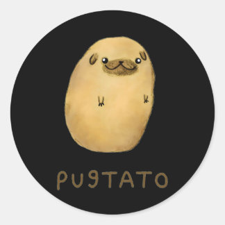 Pugtato Dog Funny Niedlich Runder Aufkleber