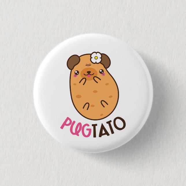 Pugtato Mops-Kartoffel Button (Vorderseite)