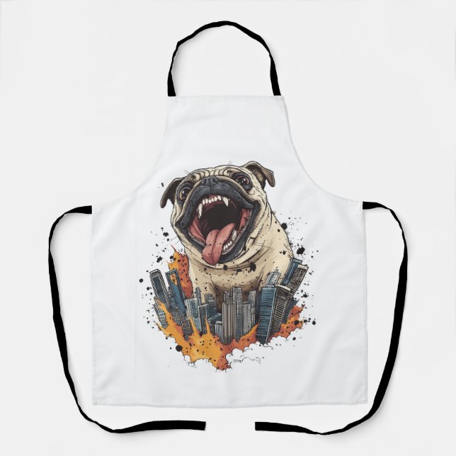 Pugzilla greift an � Lustiger Monsterhund Schürze (Vorderseite)