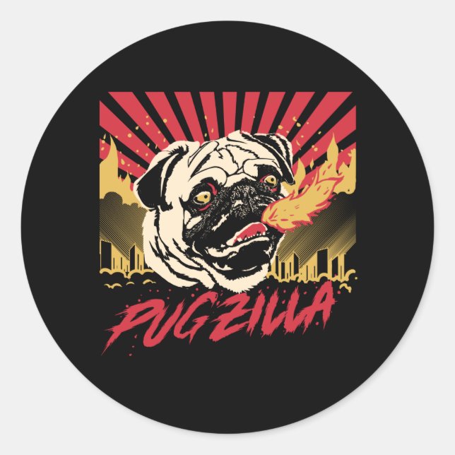 Pugzilla Mops Dog Mops Sweet Mops Mops Hund Runder Aufkleber (Vorderseite)