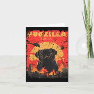 Pugzilla T-Shirt-Design für Pug-Besitzer Retro Vin Karte