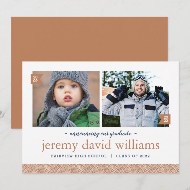 Puis et maintenant 2 Faire-part de graduation phot (Devant / Derrière)
