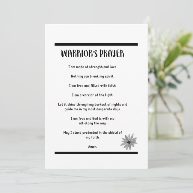 PUISSANCE DE LA CARTE DE PRIÈRE DE WARRIOR (Debout devant)