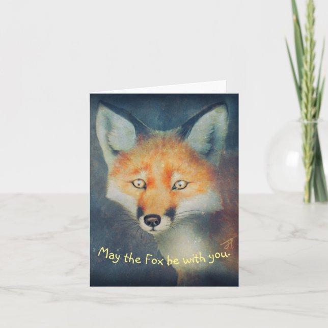 Puisse The Fox Be With You fox art carte de voeux (Devant)