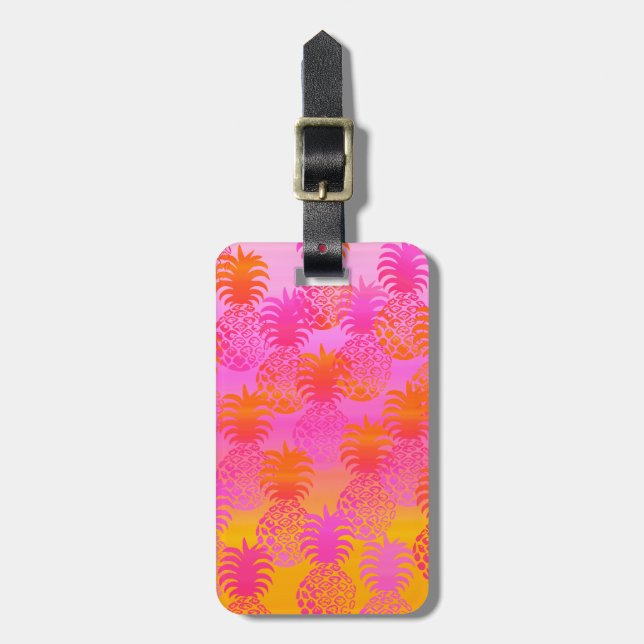 Pukana hawaiische Ananas-Sonnenuntergang-Mischung Gepäckanhänger (Vorderseite vertikal)