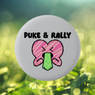 Puke & Rally Button   Pink Heart Party Edition