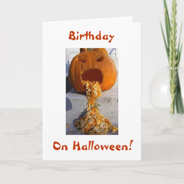 PUKING PUMPKIN FÜR EINEN HALBEN GEBURTSTAG KARTE (Vorderseite)