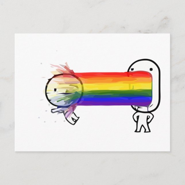 Puking Regenbogenmeme Postkarte (Vorderseite)