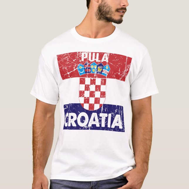 Pula Kroatien Vintage Flaggen T-Shirt (Vorderseite)