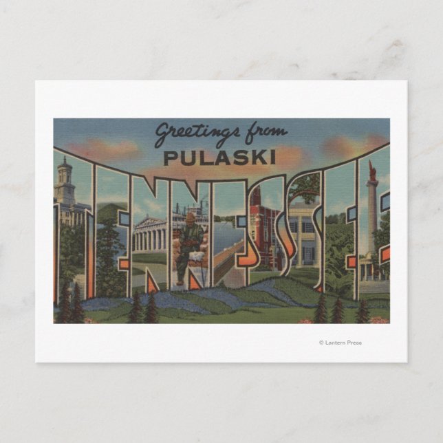 Pulaski, Tennessee - Große Buchstabenszenen Postkarte (Vorderseite)