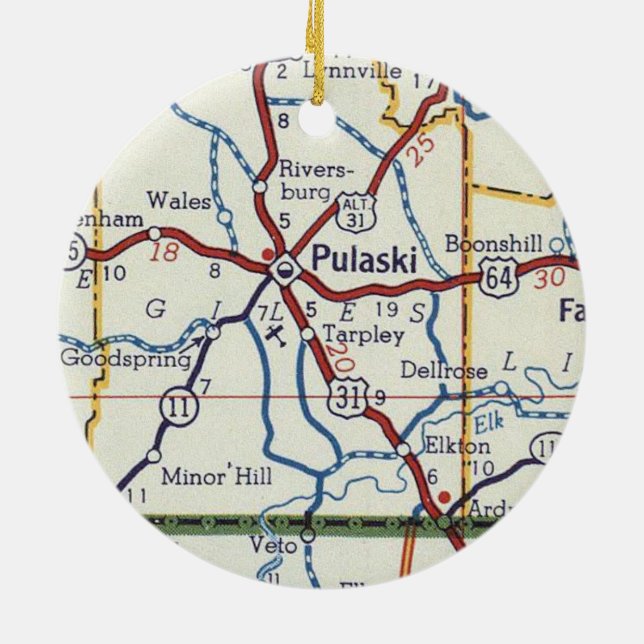 Pulaski TN Keramik Ornament (Hinten)
