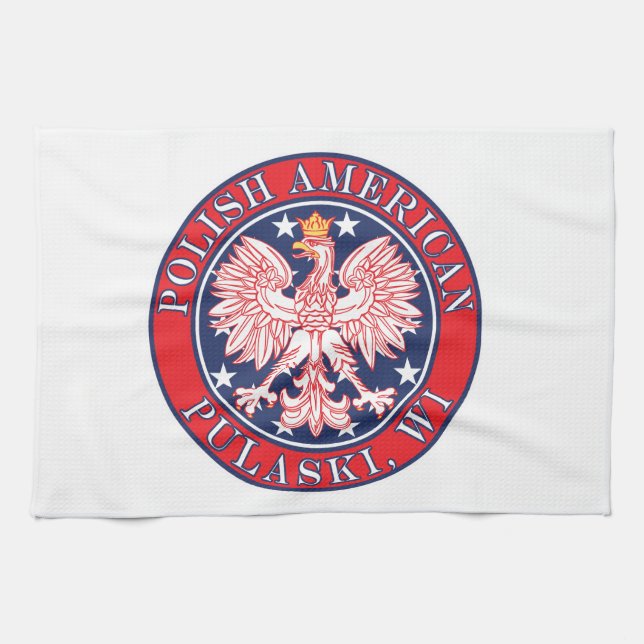 Pulaski Wisconsin Polnischer Adler Geschirrtuch (Horizontal)