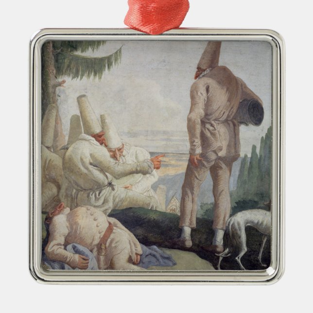 Pulcinella am Feiertag Silbernes Ornament (Vorne)