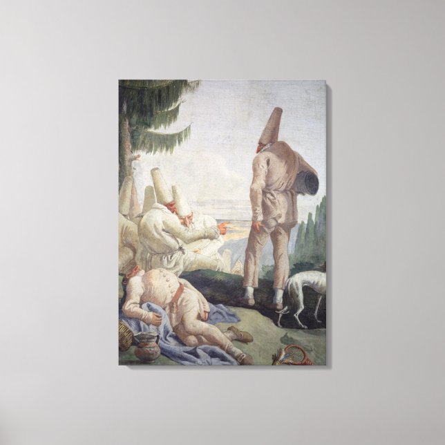 Pulcinella auf Urlaub Leinwanddruck (Vorderseite)