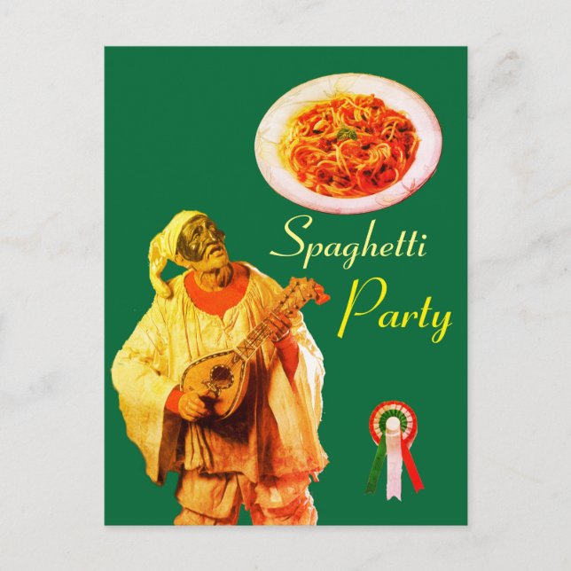 PULCINELLA ITALIAN KITCHEN SPAGHETTI PARTY Recia Postkarte (Vorderseite)