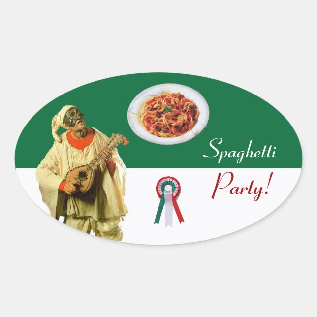 PULCINELLA ITALIEN KITCHEN PARTY Schwarz Ovaler Aufkleber (Vorderseite)