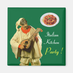PULCINELLA ITALIENISCHES KÜCHENPARTY, grün Magnet