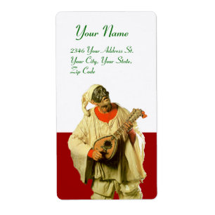 PULCINELLA MIT MANDOLIN, rot-weiß