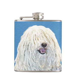 Puli-Malerei - Niedliche Original Hunde-Kunst Flachmann
