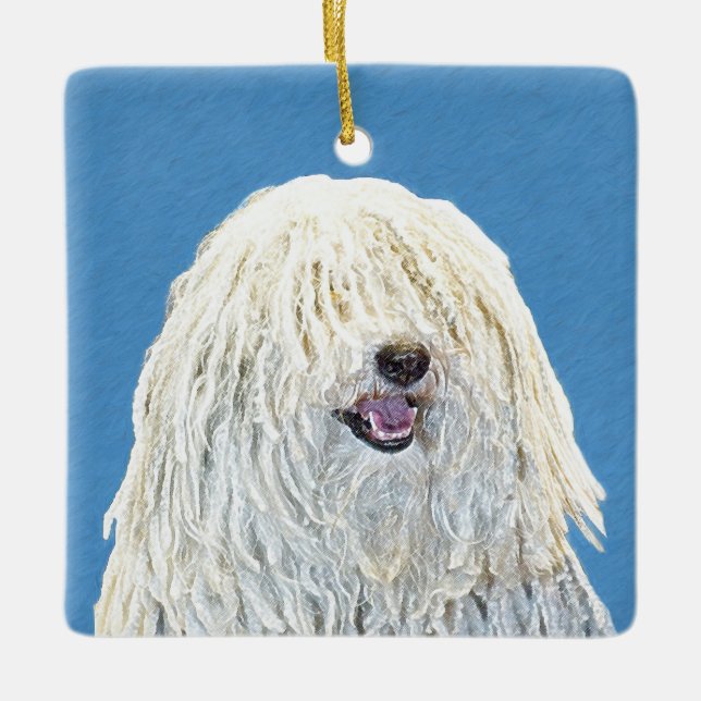 Puli-Malerei - Niedliche Original Hunde-Kunst Keramikornament (Vorderseite)