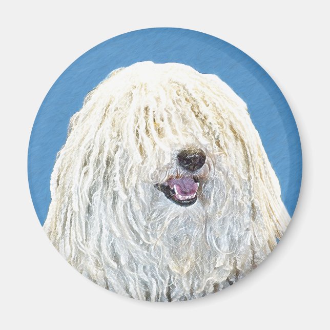 Puli-Malerei - Niedliche Original Hunde-Kunst Magnet (Vorne)